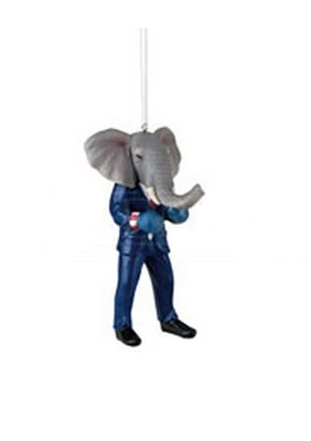 Gallerie II 4.5" Blue and Gray Elephant Boxer in Suit Christmas Ornament