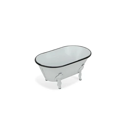 Contemporary Home Living 10" White and Black Metal Bathtub Tabletop Decoration