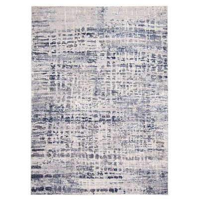 Chaudhary Living 4' x 5.5' Blue and Off White Abstract Rectangular Area Throw Rug