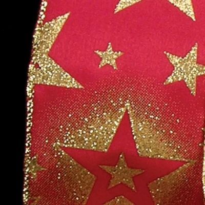 The Ribbon People Red and Gold Stars Christmas Wired Craft Ribbon 2.5" x 40 Yards