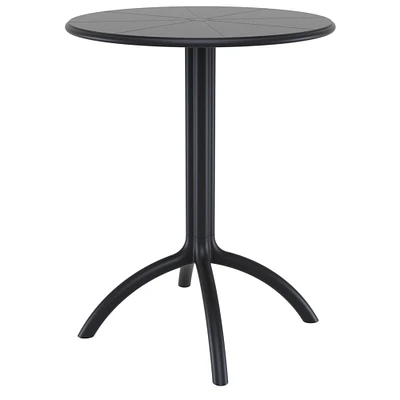 Luxury Commercial Living 29" Black Durable Round Outdoor Patio Dining Table
