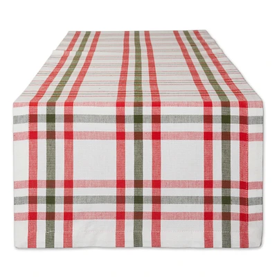 Contemporary Home Living 14" x 72" Red and White Nutcracker Plaid Decorative Table Runner