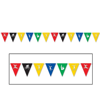 Party Central Club Pack of 12 Multi-Color Sports Pennant Banners 11"