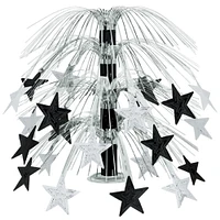 Party Central Club Pack of 6 Black and Silver Cascade Star Cut-Out Table Centerpiece Decors 18"