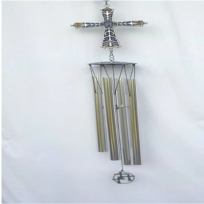 Card It 36" Gray and Blue Long Cross Wind Chime