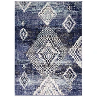 Chaudhary Living 8' x 10' Blue and Off White Geometric Rectangular Area Throw Rug