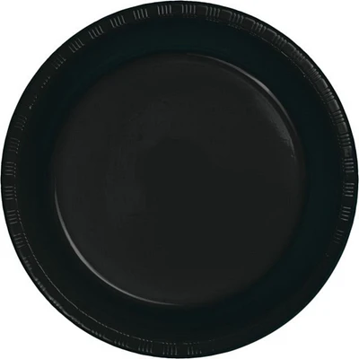 Party Central Club Pack of 240 Jet Black Premium Plastic Party Banquet Dinner Plates 10"