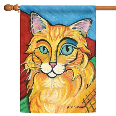 Toland Home Garden Pawcasso Long Haired Cat Outdoor House Flag 40" x 28"