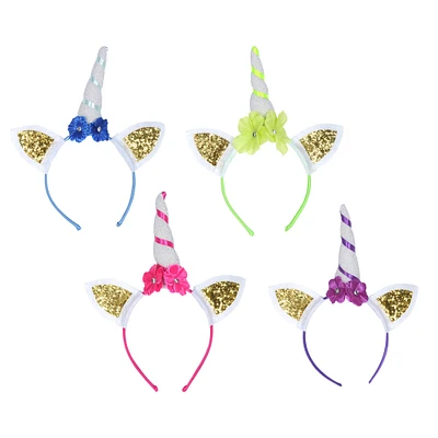 Party Central Club Pack of 24 Glittered Unicorn Snap On Hat Headband Costume Accessories - One Size
