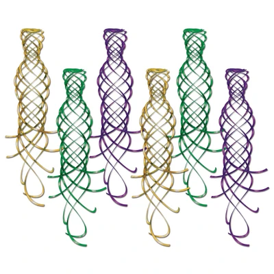 Beistle Club Pack of 36 Fun, Festive and Exciting Green, Gold and Purple Shimmering Whirl Hanging Decorations 20"