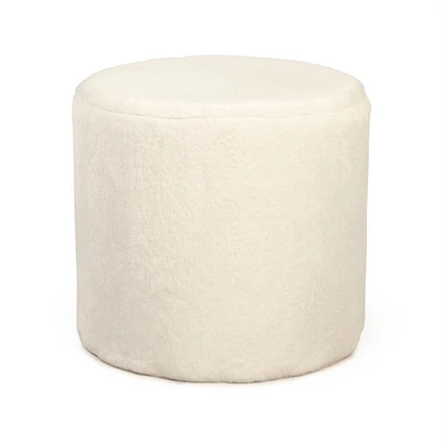 Zentique 16.5" White Contemporary Solid Upholstered Accent Stool