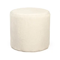 Zentique 16.5" White Contemporary Solid Upholstered Accent Stool