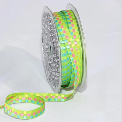 The Ribbon People and Woven Edge Checkered Wired Craft Ribbon 0.375" x 132 Yards