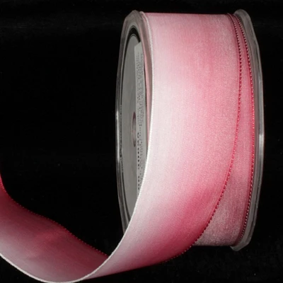 The Ribbon People Mauve Pink and White Ombre Wired Craft Ribbon 1.5" x 54 Yards
