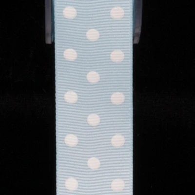 The Ribbon People Blue and White Polka Dotted Grosgrain Craft Ribbon 1" x 88 Yards