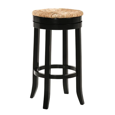 Contemporary Home Living 24" and Beige Bar Stool with Swivel Rush Seat