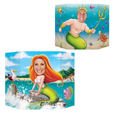 Party Central Pack of 6 Multi-Color Mermaid Stand Up Cutouts 37"