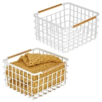 mDesign Metal Steel Wire Square Closet Storage Basket