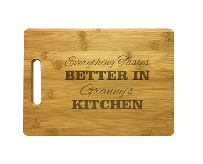 Grandma Gifts Everything Tastes Better in Granny's Kitchen Engraved Natural Wood Cutting Board (CB-037), Mothers Day, Christmas Present