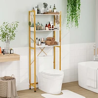 Costway 3-Tier Over-The-Toilet Bathroom Shelf Metal Frame Space Saver Rack with 4 Hooks