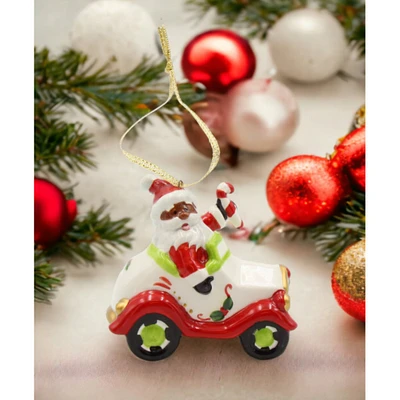 kevinsgiftshoppe Ceramic African American Santa Driving A Car Ornament, Home Dcor, Gift for Her, Mom, Him, Dad, Christmas tree Dcor, Wall
