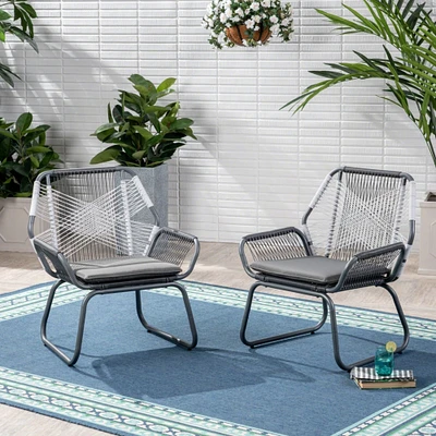 GDFStudio Lydia Outdoor Faux Rattan Club Chair (Set of 2)