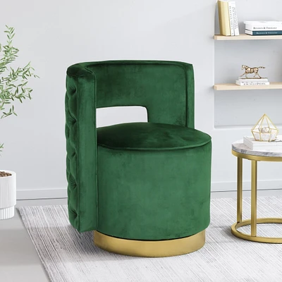 GDFStudio Freas Modern Glam Round Open Back Velvet Swivel Club Chair