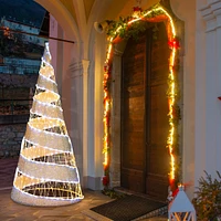 Costway 5FT Pre-lit Christmas Cone Tree with 300 Warm White & 250 Cold White LED Lights