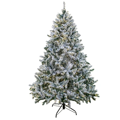 National Tree Company 7.5' Snowy Hudson Hinged Tree with 800 Dual Color® LED Lights