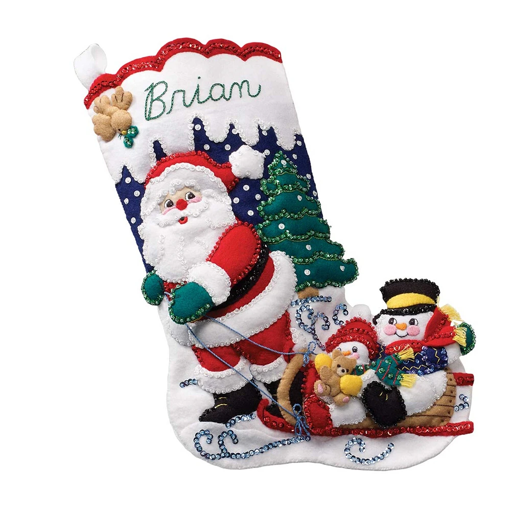 Bucilla  Sledding with Santa Stocking Kit