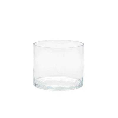 CC Home Furnishings 7" Clear Cylindrical Hand Blown Glass Vase