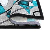 Masada Rugs Sophia Collection Area Rug with Hand Sculpted Abstract Geometric Pattern