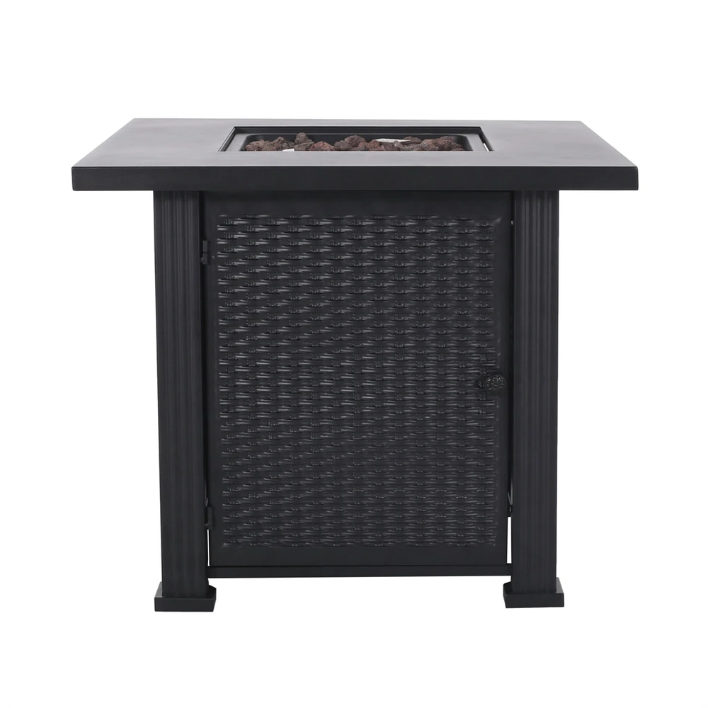 GDF Studio Farnsworth Outdoor 40,000 BTU Iron Square Fire Pit, Black