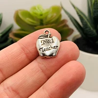 4, 20 or 50 Pieces: Silver Number 1 Teacher Apple Charms