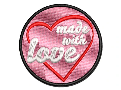 Made with Love in Heart Multi-Color Embroidered Iron-On Patch Applique