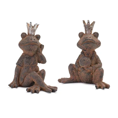 Melrose Set of 6 Royal Sitting Frog Outdoor Garden Figurines 4.5"