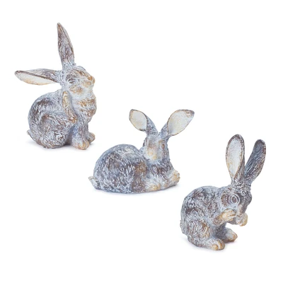 Melrose Set of 3 Garden Rabbit Tabletop Figurines 5.25"