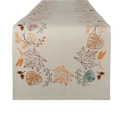 Contemporary Home Living Fall Harvest Leaves Table Runner - 108" - Beige and Brown