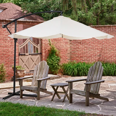 Pure Garden Offset 10 Foot Aluminum Hanging Patio Umbrella - Tan with Base Bars