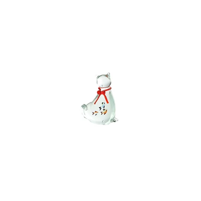 CC Home Furnishings 6" White and Red Hand Blown Glass Cat Figurines