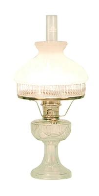 Aladdin Clear Lincoln Drape Table Oil Lamp with White Glass Shade (Nickel)