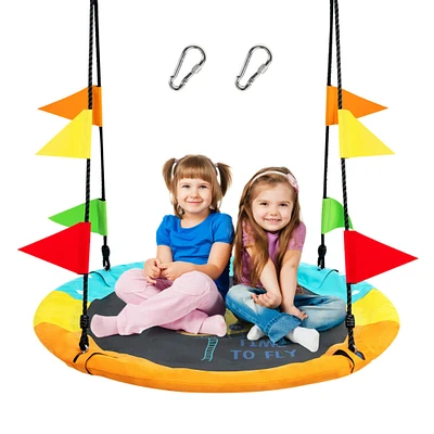 Gymax 40 Flying Saucer Tree Swing Indoor Outdoor Swing w/Hanging Strap Helicopter