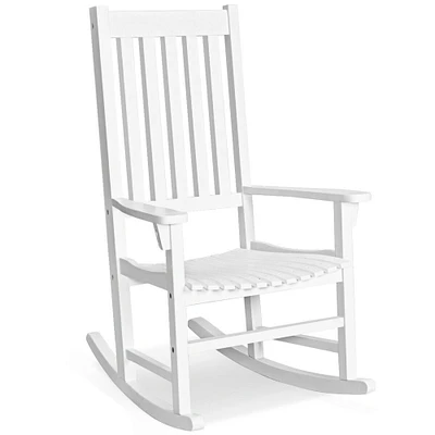 Gymax Wooden Rocking Chair Porch Rocker High Back Garden Seat For Indoor Outdoor