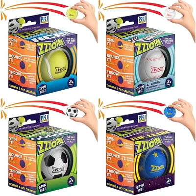PMI International Original ZZZOPA Fidget Stress Mini Ball 4pk Spin Bounce Throw It Spinner