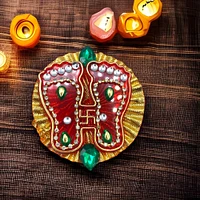 2 Pairs Acrylic Laxmi Feet, Hindu Diwali Decor, Vara Lakshmi Pagh, Pooja Favor , Puja Aarti Kit Items,shubh Labh, Laksmi Charan,sri Lakshmi Chran