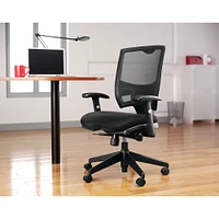 Alera Epoch Series Fabric Mesh Multifunction Chair, Supports up to 275 lbs, Black Seat/Black Back, Black Base