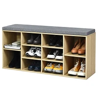 10-Cube Organizer  Entryway Padded Shoe Storage Bench