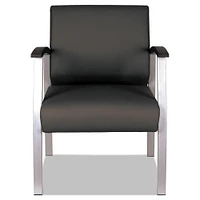 Alera metaLounge Series Mid-Back Guest Chair, 24.60'' x 26.96'' x 33.46'', Black Seat/Black Back, Silver Base