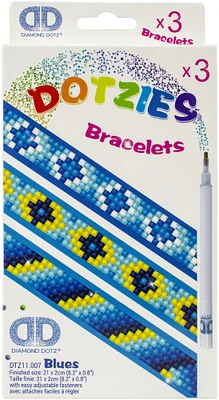 Diamond Dotz DOTZIES Diamond Art Bracelet Kit 1"X9"-Assorted Blues 3/Pkg