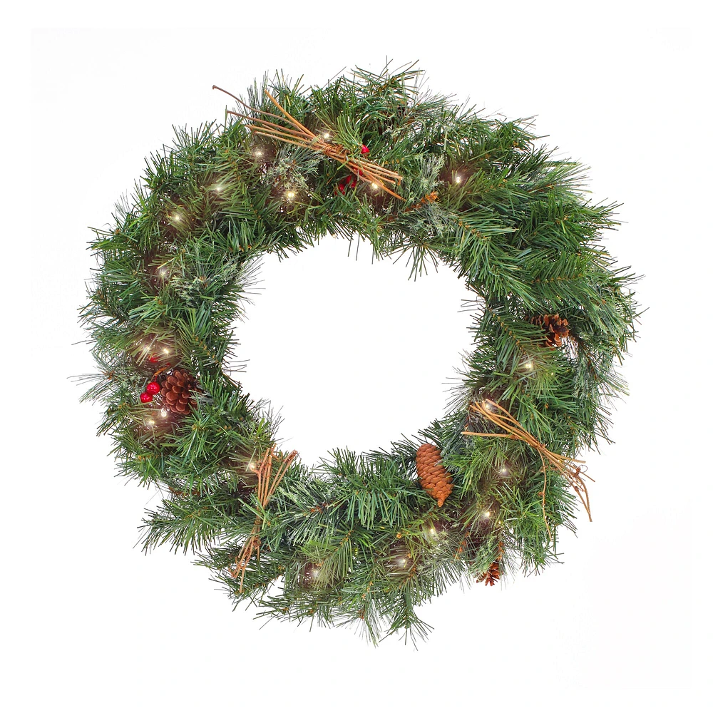 National Tree Company 24" Glistening Pine Wreath with LED Lights